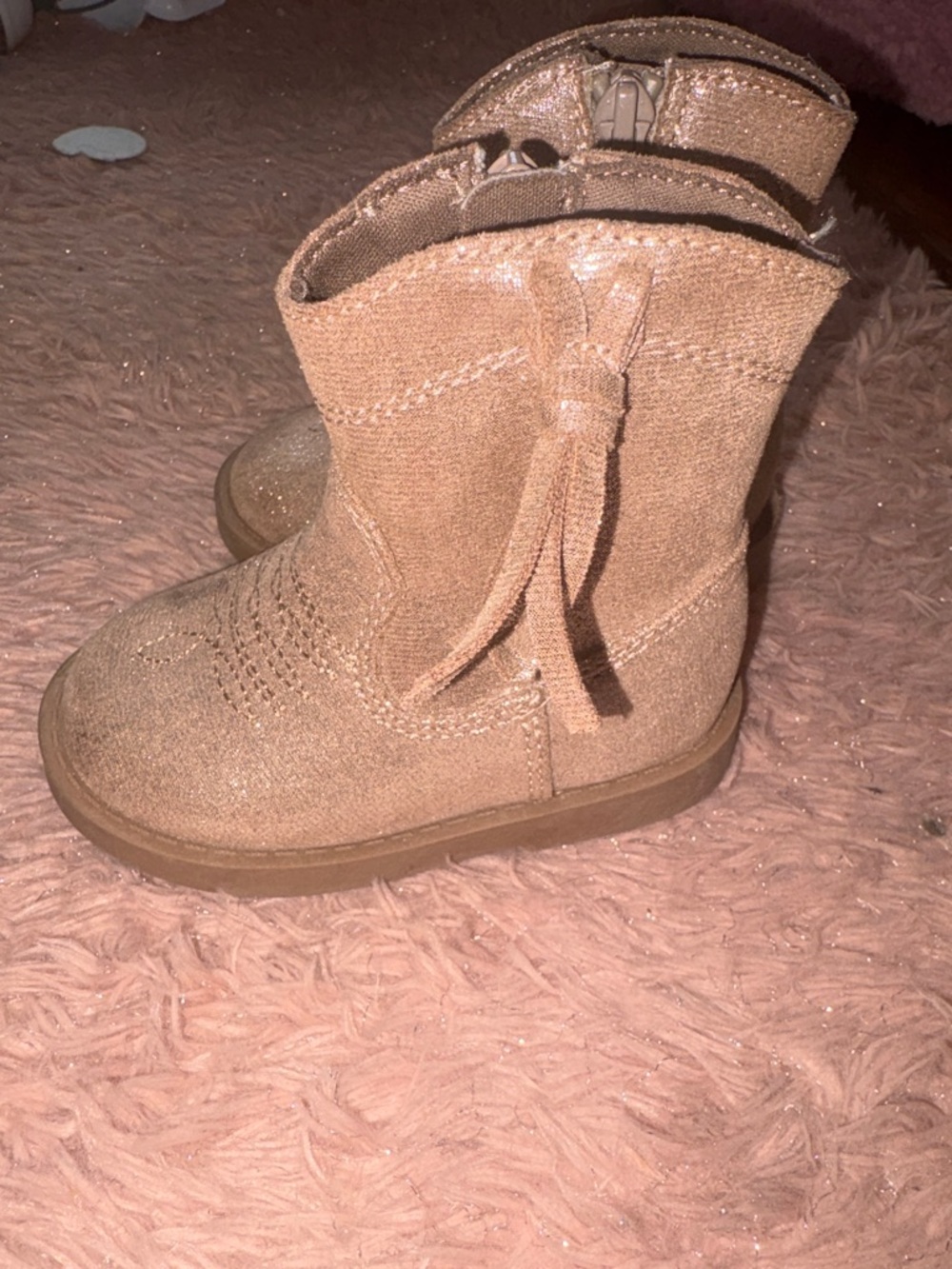 Kids Sparkle Pull-On Boots in Rose Gold toddler size 5c